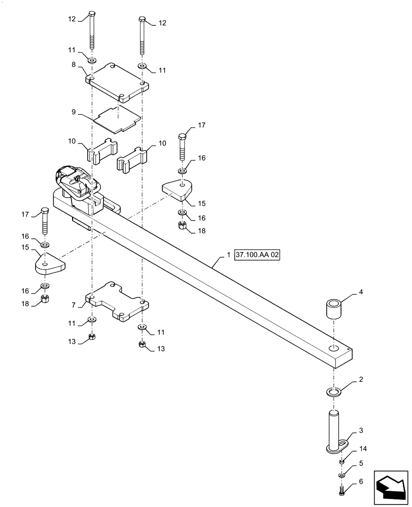 Схема запчастей Case IH STEIGER 420 - (37.100.AA[01]) - VAR - 420501 - STANDARD DRAWBAR (37) - HITCHES, DRAWBARS & IMPLEMENT COUPLINGS