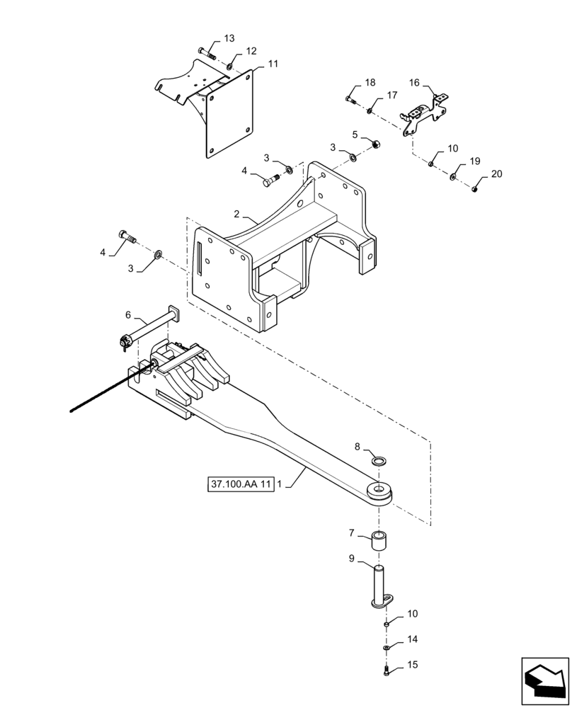 Схема запчастей Case IH STEIGER 470 - (37.100.AA[10]) - VAR - 420681 - DRAWBAR, SCRAPER QUICK-HITCH (37) - HITCHES, DRAWBARS & IMPLEMENT COUPLINGS