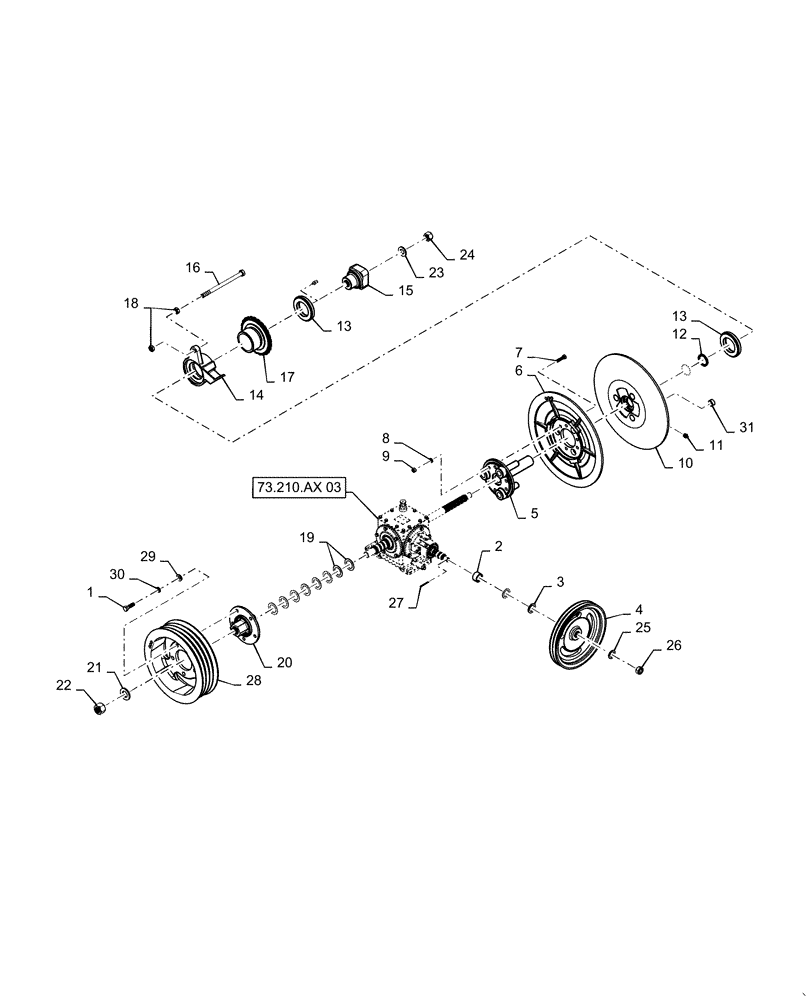 Схема запчастей Case IH 5130 - (73.210.AX[02]) - CHOPPING UNIT GEARBOX ASSY W/ PULLEY (73) - RESIDUE HANDLING