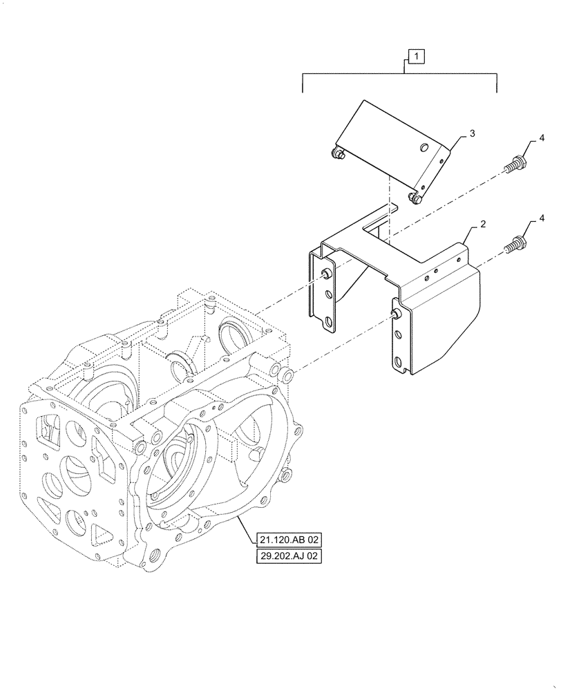 Схема запчастей Case IH FARMALL 40C - (21.120.AF[02]) - PTO SHIELD, FARMALL 40C, 50C (21) - TRANSMISSION