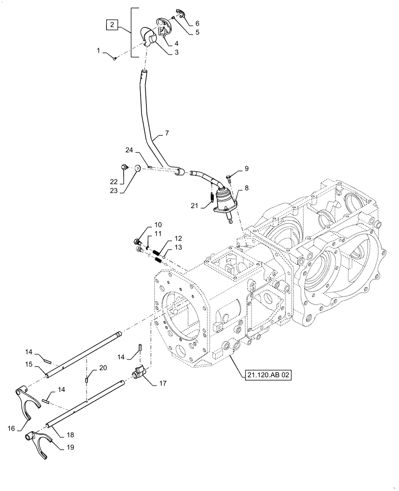Схема запчастей Case IH FARMALL 40C - (21.130.BC[02]) - SHIFTING UNIT, MAIN GEAR, FARMALL 40C, 50C (21) - TRANSMISSION