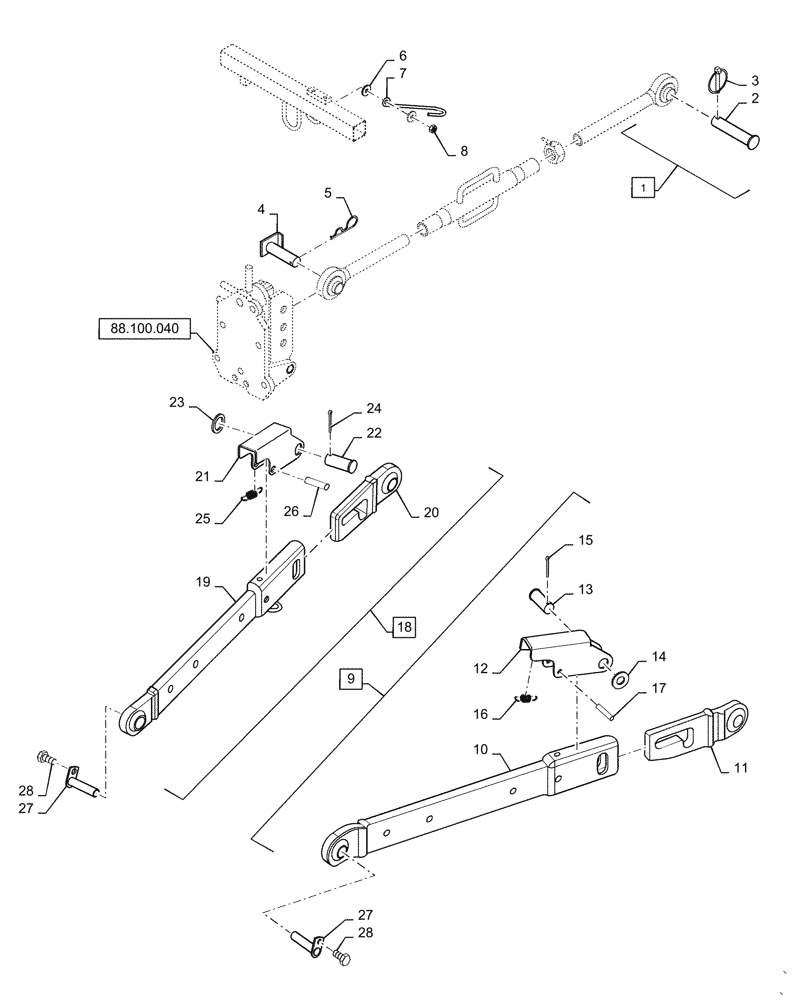 Схема запчастей Case IH FARMALL 35C - (37.120.010) - HITCH, UPPER LINK, LOWER LINK (37) - HITCHES, DRAWBARS & IMPLEMENT COUPLINGS