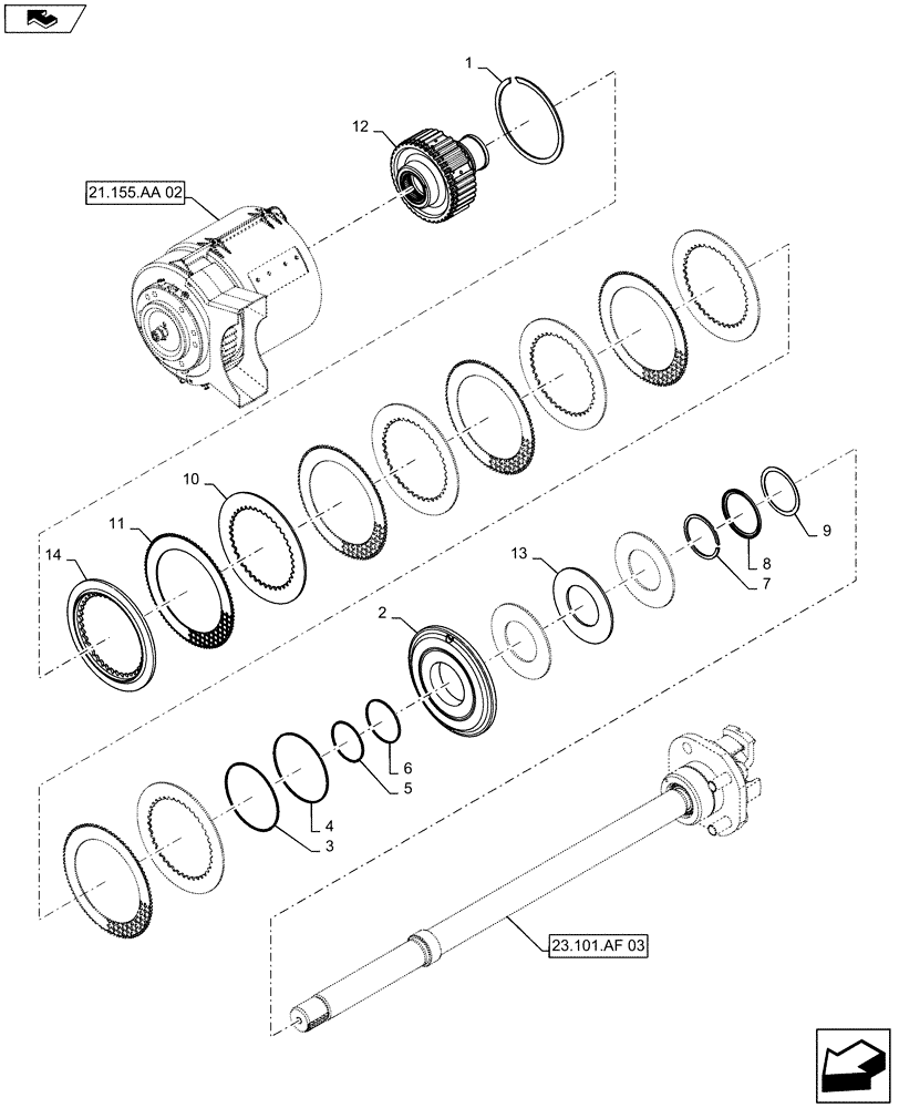 Схема запчастей Case IH MAGNUM 310 - (21.155.AA[09]) - POWERSHIFT - RANGE TRANSMISSION - MFD CLUTCH - CL 4.75 AXLE (21) - TRANSMISSION