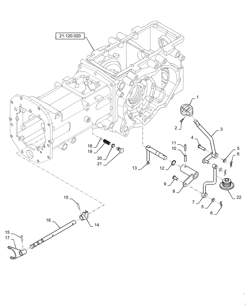 Схема запчастей Case IH FARMALL 30C - (21.130.BC[07]) - SHIFTING UNIT, HST RANGE GEAR, FARMALL 30C, 35C (21) - TRANSMISSION