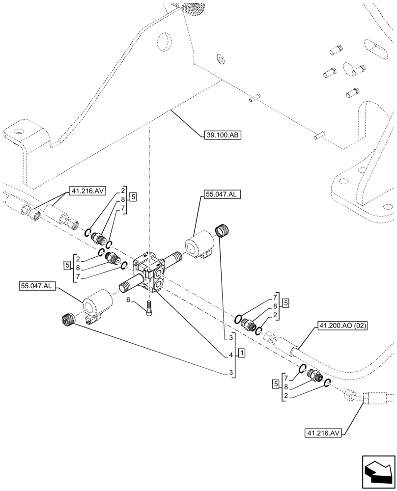 Схема запчастей Case IH FARMLIFT 935 - (41.200.CJ) - STEERING VALVE (41) - STEERING