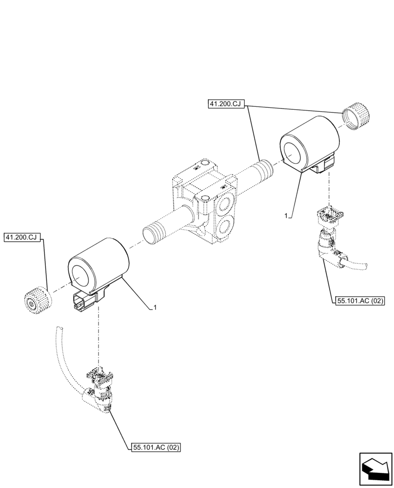 Схема запчастей Case IH FARMLIFT 635 - (55.047.AL) - STEERING VALVE, SOLENOID (55) - ELECTRICAL SYSTEMS
