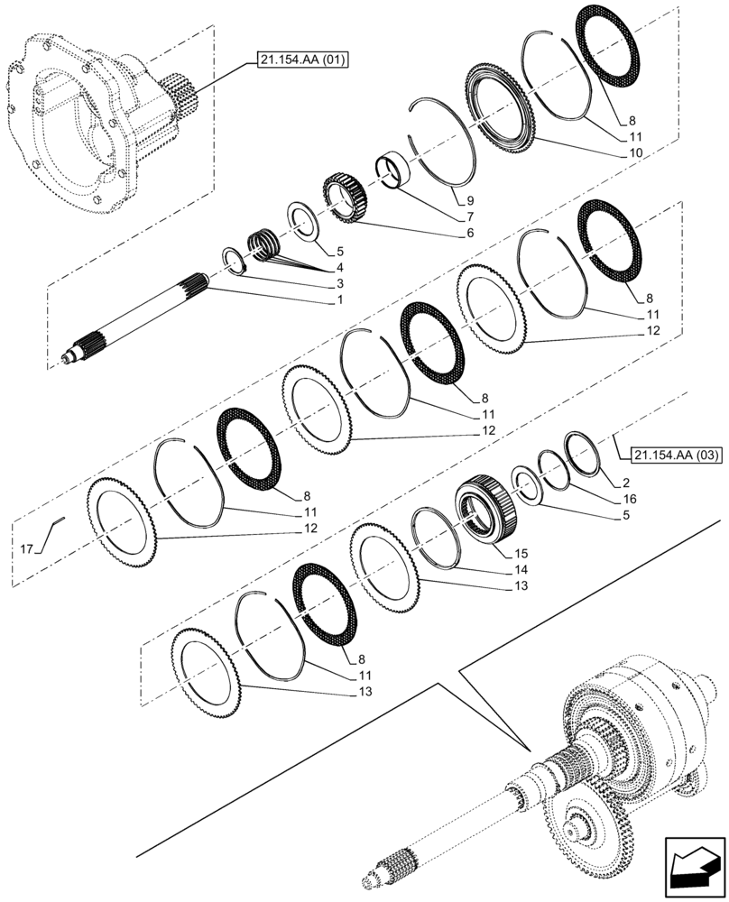 Схема запчастей Case IH FARMALL 105C - (21.154.AA[02]) - VAR - 330276, 334176 - CLUTCH (12X12 HYD PTO) (21) - TRANSMISSION