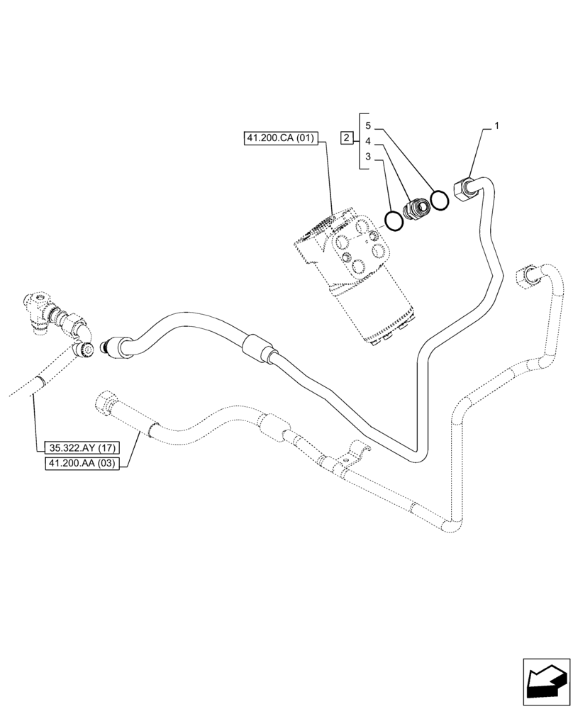 Схема запчастей Case IH PUMA 165 CVT - (41.200.AK[02]) - VAR - 391231, 758270 - STEERING, RETURN LINE, CVT (41) - STEERING