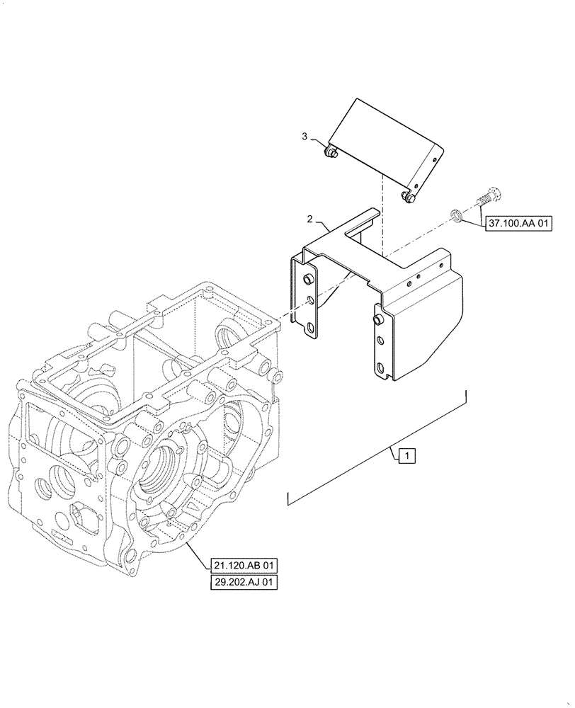 Схема запчастей Case IH FARMALL 30C - (21.120.AF[01]) - PTO SHIELD, FARMALL 30C, 35C (21) - TRANSMISSION