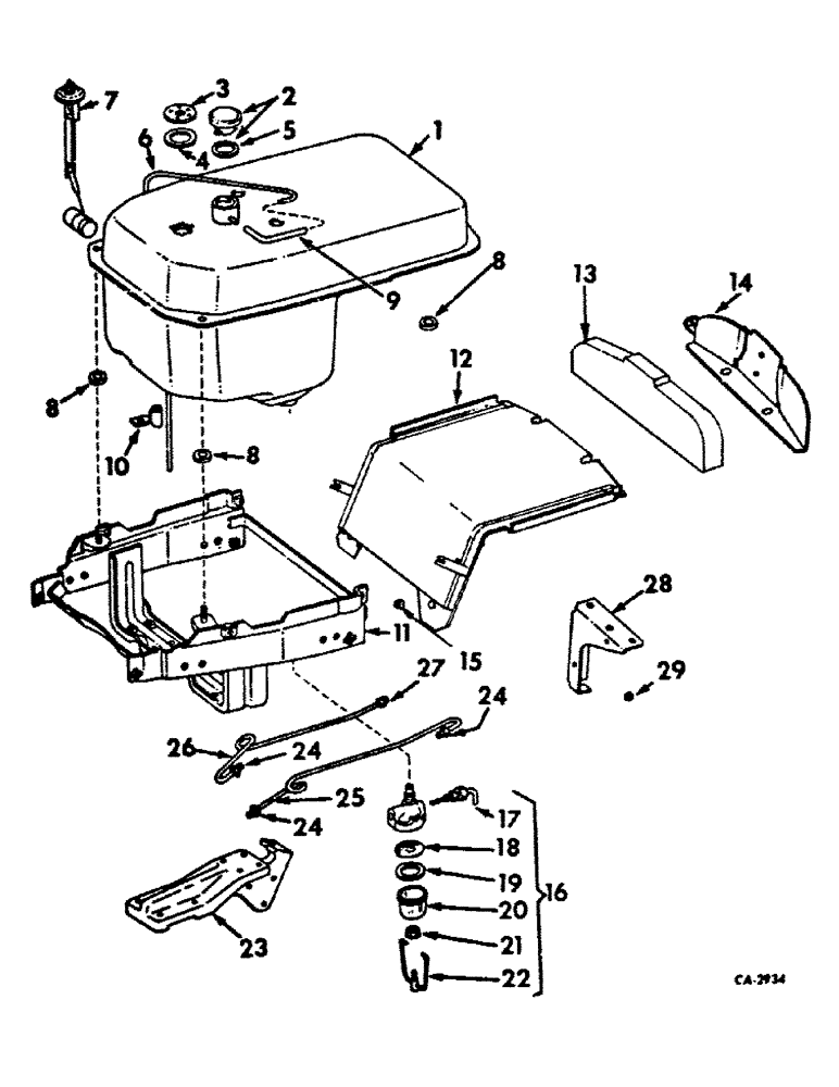 Схема запчастей Case IH 656 - (E-08) - FUEL SYSTEM, FUEL TANK, SUPPORTS AND PIPING, INTERNATIONAL GASOLINE ENGINE TRACTORS (02) - FUEL SYSTEM