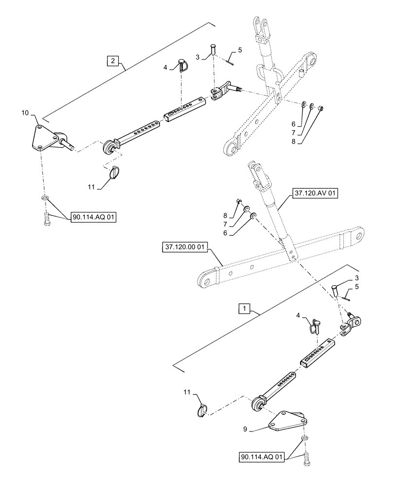 Схема запчастей Case IH FARMALL 35C - (37.120.AF[01]) - STABILIZER, FARMALL 30C, 35C (37) - HITCHES, DRAWBARS & IMPLEMENT COUPLINGS