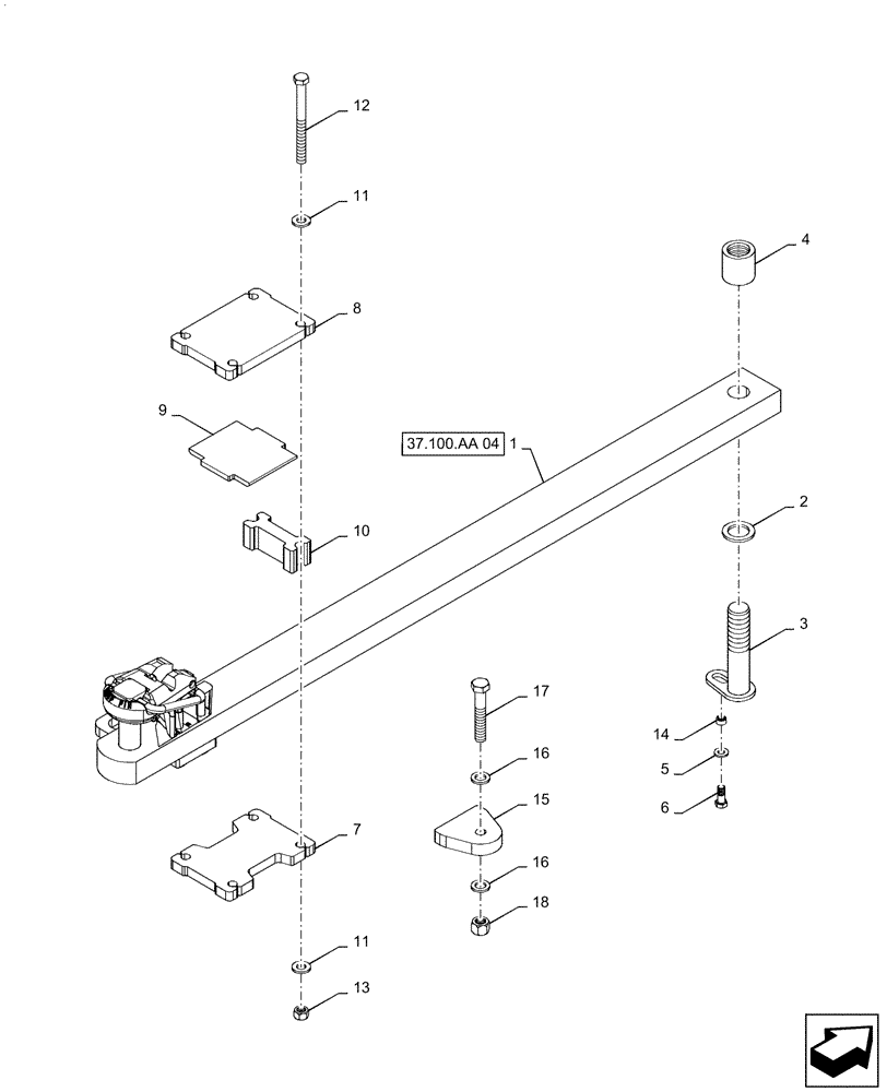 Схема запчастей Case IH STEIGER 620 - (37.100.AA[01]) - HEAVY DUTY DRAWBAR, BOLTED STOPS (37) - HITCHES, DRAWBARS & IMPLEMENT COUPLINGS