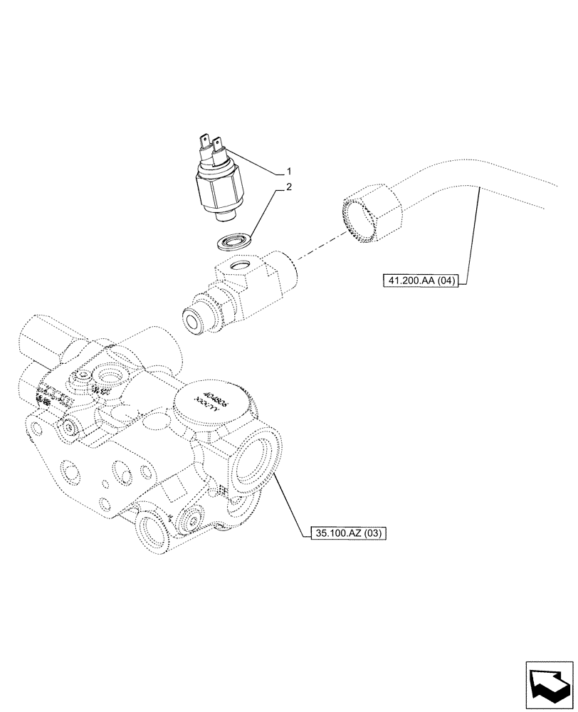 Схема запчастей Case IH PUMA 185 CVT - (55.047.AC) - VAR - 337435, 337467, 337468, 337469, 391231, 758270, 758271, 758272, 758273 - STEERING LINE, PRESSURE SWITCH (55) - ELECTRICAL SYSTEMS