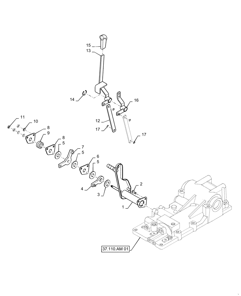 Схема запчастей Case IH FARMALL 30C - (37.108.AE[01]) - HYDRAULIC CONTROL LEVER, FARMALL 30C, 35C (37) - HITCHES, DRAWBARS & IMPLEMENT COUPLINGS