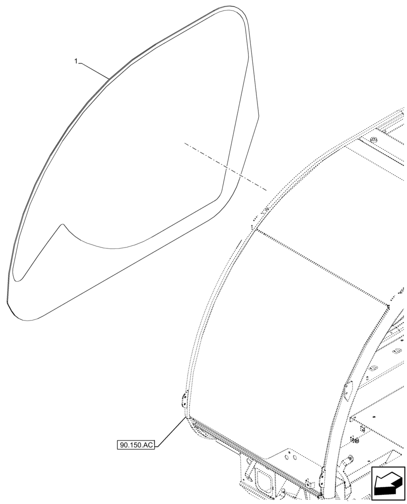 Схема запчастей Case IH FARMLIFT 632 - (90.156.AZ) - CAB GLASS, RIGHT SIDE (90) - PLATFORM, CAB, BODYWORK AND DECALS