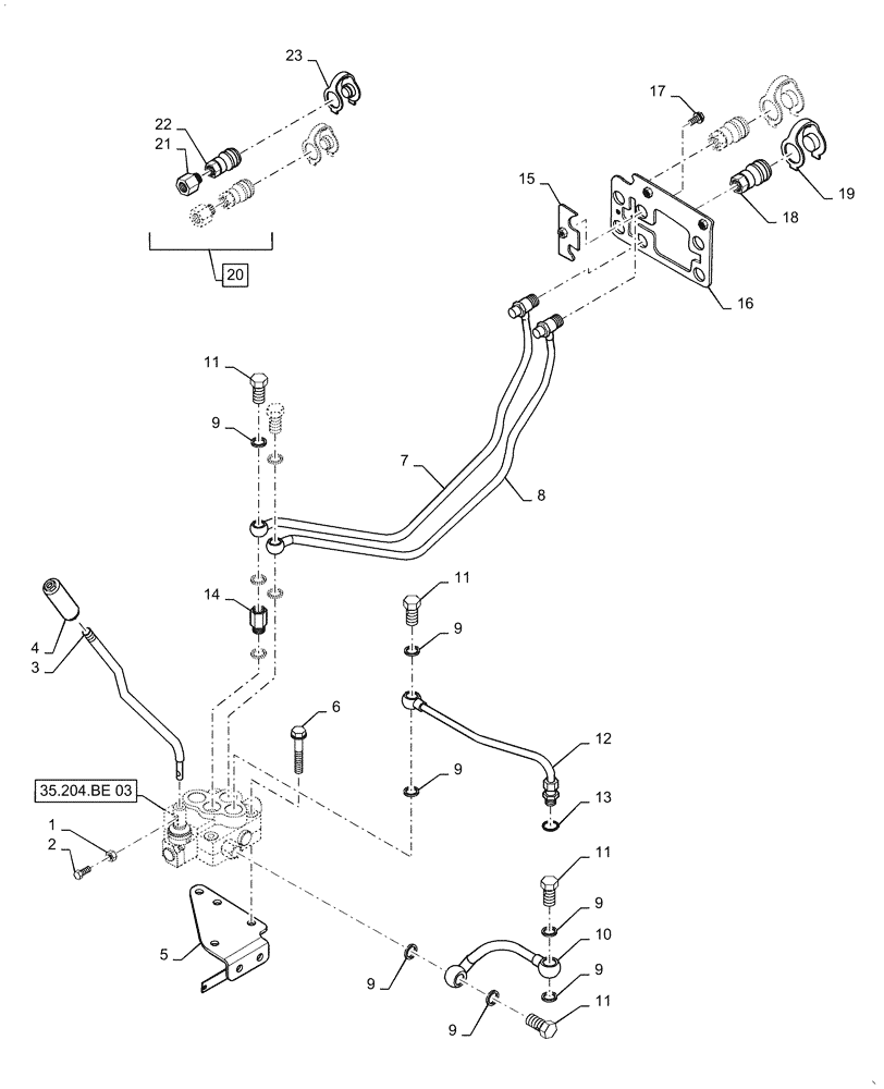 Схема запчастей Case IH FARMALL 30C - (35.204.BE[01]) - REMOTE CONTROL VALVE, FARMALL 30C, 35C (35) - HYDRAULIC SYSTEMS