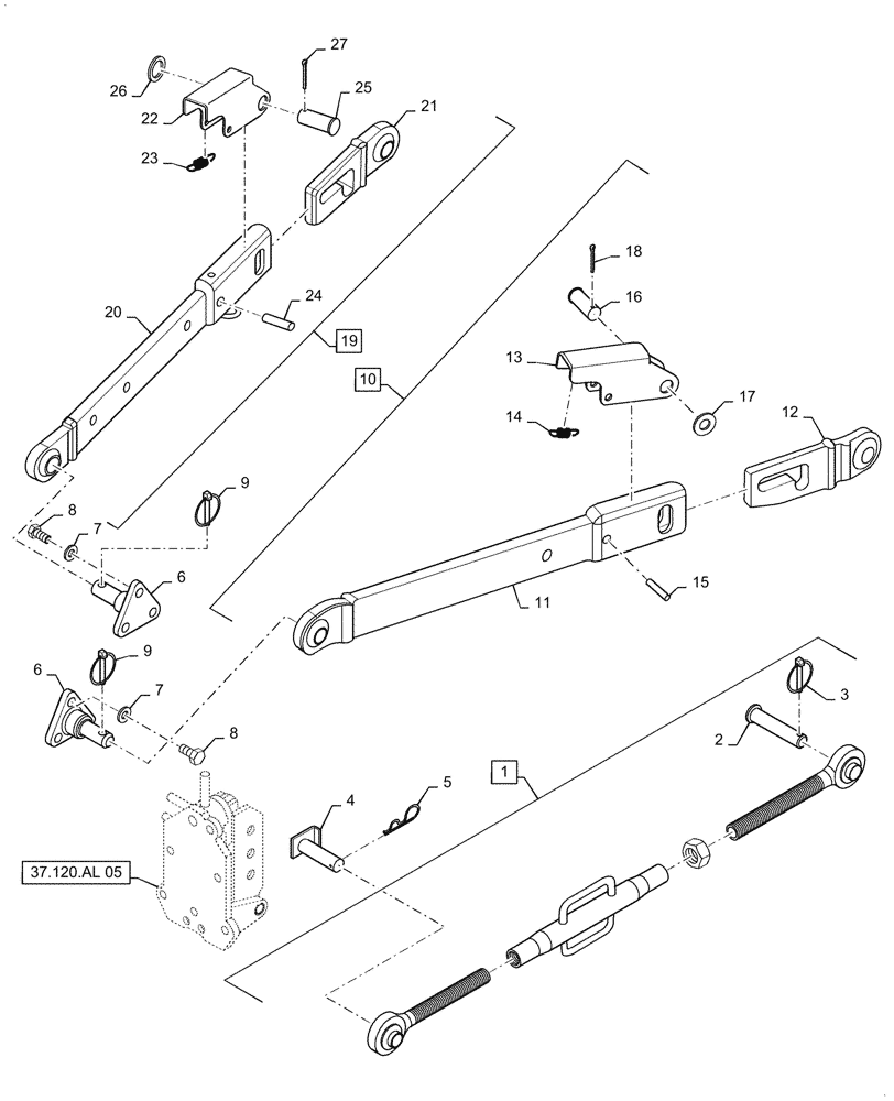 Схема запчастей Case IH FARMALL 50C - (37.120.00[03]) - UPPER LINK AND LOWER LINK, FARMALL 40C, 50C (37) - HITCHES, DRAWBARS & IMPLEMENT COUPLINGS