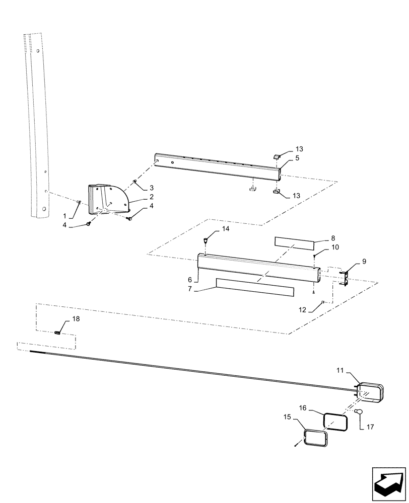 Схема запчастей Case IH MAGNUM 220 - (55.404.AF[02]) - WIDE TRANSPORT LAMP ASSEMBLY - ADJUSTABLE (55) - ELECTRICAL SYSTEMS