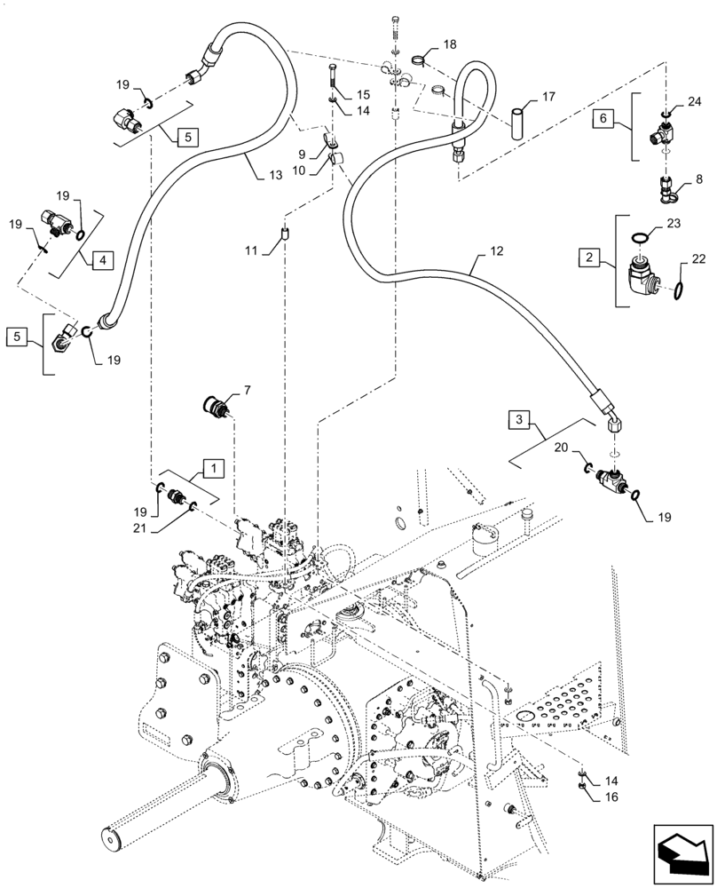 Схема запчастей Case IH STEIGER 620 - (33.202.AC) - TRAILER HYDRAULIC BRAKES LINES (33) - BRAKES & CONTROLS