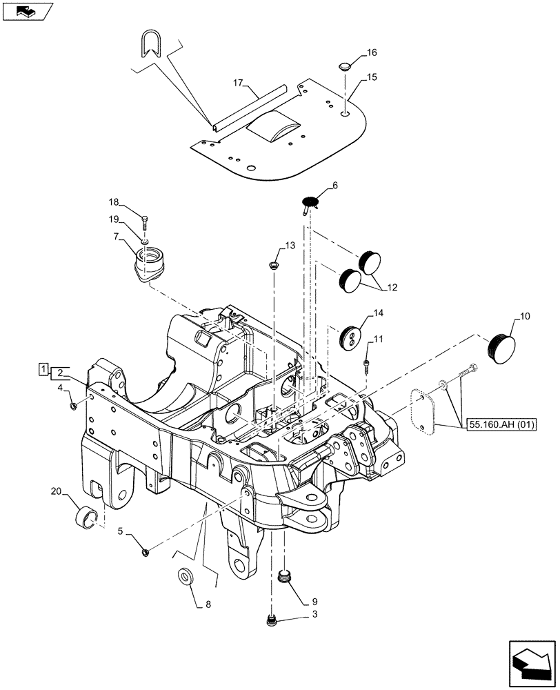 Схема запчастей Case IH MAXXUM 110 - (25.100.AV[09]) - VAR - 334648, 335831, 337831, 743699, 743700 - HYDRAULIC LIFT, SUPPORT, PTO (25) - FRONT AXLE SYSTEM