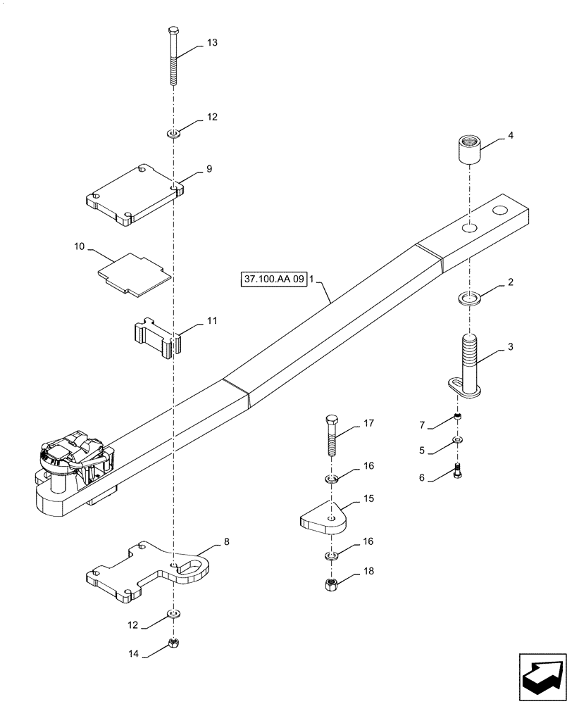 Схема запчастей Case IH STEIGER 420 - (37.100.AA[07]) - OFFSET DRAWBAR, W/O 3 POINT HITCH (37) - HITCHES, DRAWBARS & IMPLEMENT COUPLINGS