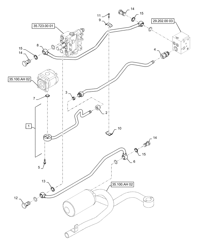 Схема запчастей Case IH FARMALL 50C - (35.100.00[06]) - HYDRAULIC LINES, FARMALL 40C, 50C (35) - HYDRAULIC SYSTEMS
