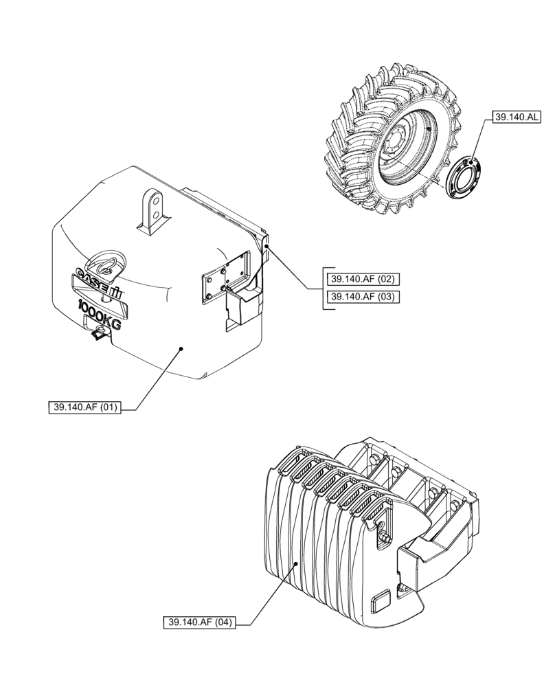 Схема запчастей Case IH PUMA 165 - (00.000.39[01]) - PICTORIAL INDEX - FRAMES AND BALLASTING (00) - GENERAL & PICTORIAL INDEX
