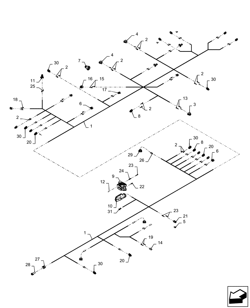 Схема запчастей Case IH MAGNUM 220 - (55.101.AC[01]) - VAR- 420104, 420105 - CHASSIS WIRE HARNESS - CVT - BSN - ZERH08099 (55) - ELECTRICAL SYSTEMS