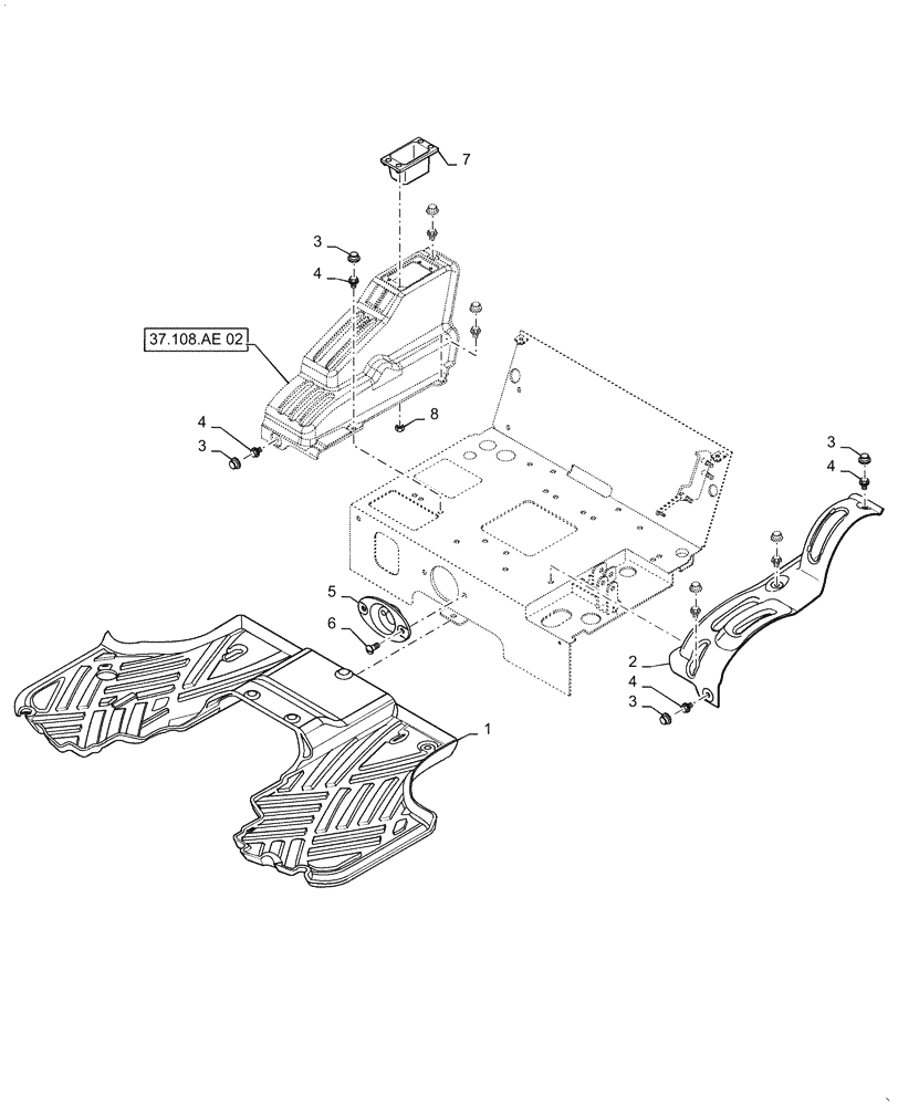 Схема запчастей Case IH FARMALL 40C - (90.151.AF) - CAB INTERIOR TRIM, FLOOR AND SIDE CONSOLE (90) - PLATFORM, CAB, BODYWORK AND DECALS
