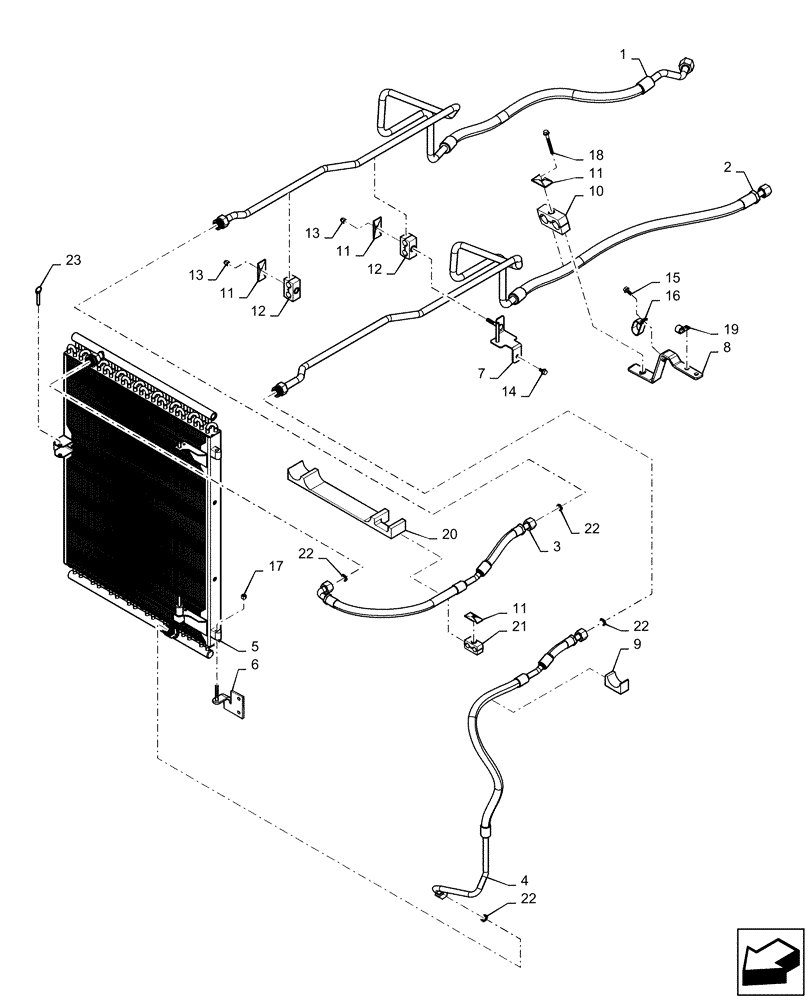 Схема запчастей Case IH MAGNUM 180 - (35.300.AB[01]) - HYDRAULIC OIL COOLER LINES - PST (35) - HYDRAULIC SYSTEMS