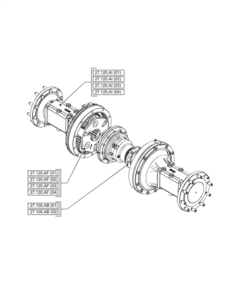 Схема запчастей Case IH PUMA 240 CVT - (27.000.00) - SECTION INDEX - REAR AXLE SYSTEM (27) - REAR AXLE SYSTEM