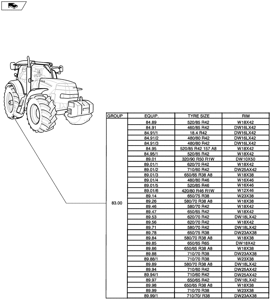 Схема запчастей Case IH PUMA 180 - (SEC. 11[03]) - WHEELS / TRACKS (00) - GENERAL
