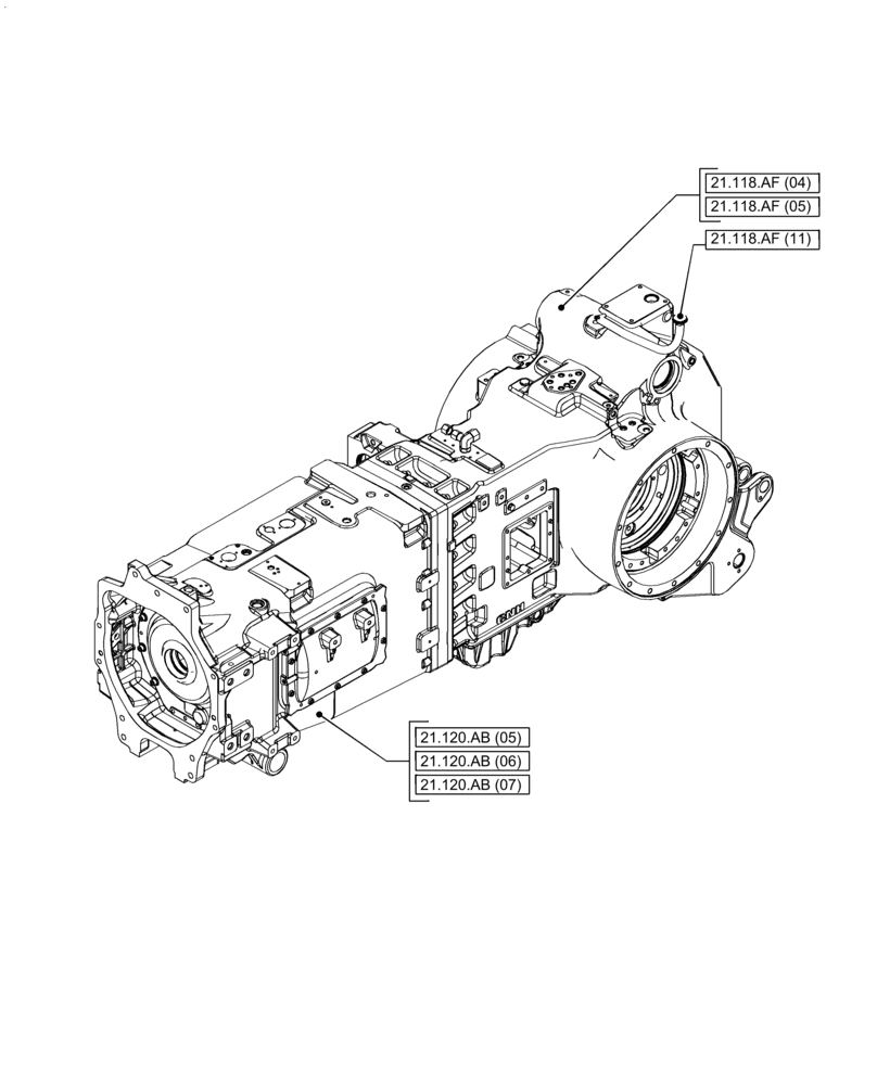 Схема запчастей Case IH PUMA 240 CVT - (00.000.21[02]) - PICTORIAL INDEX - TRANSMISSION (00) - GENERAL & PICTORIAL INDEX