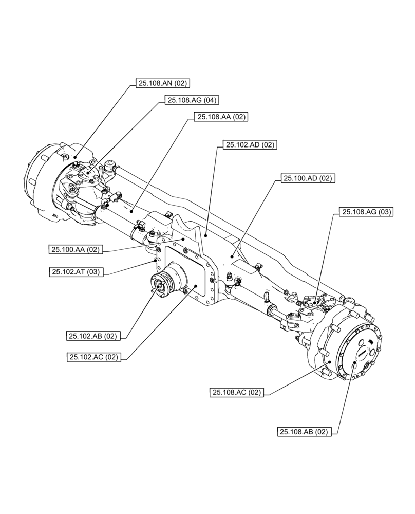 Схема запчастей Case IH PUMA 165 - (25.000.00[02]) - SECTION INDEX - FRONT AXLE SYSTEM (25) - FRONT AXLE SYSTEM