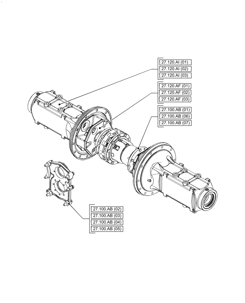 Схема запчастей Case IH PUMA 150 - (27.000.00) - SECTION INDEX - REAR AXLE SYSTEM (27) - REAR AXLE SYSTEM