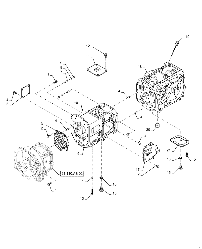 Схема запчастей Case IH FARMALL 40C - (21.120.AB[02]) - TRANSMISSION HOUSING, FARMALL 40C, 50C (21) - TRANSMISSION