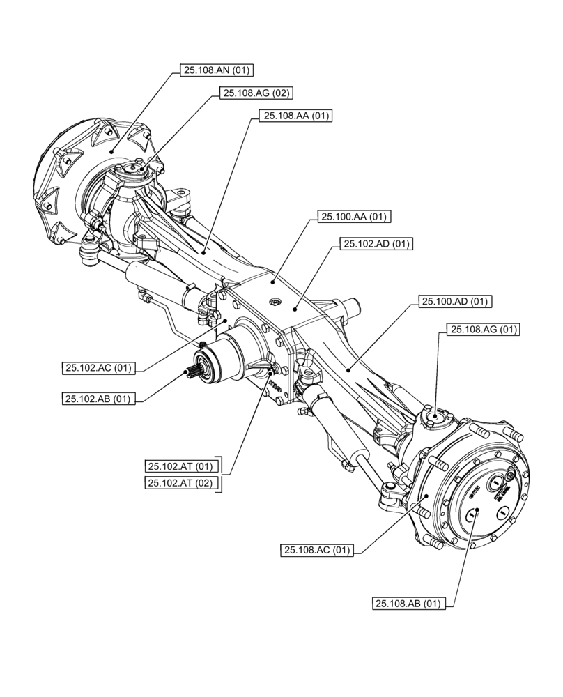 Схема запчастей Case IH PUMA 165 - (00.000.25[01]) - PICTORIAL INDEX - FRONT AXLE SYSTEM (00) - GENERAL & PICTORIAL INDEX