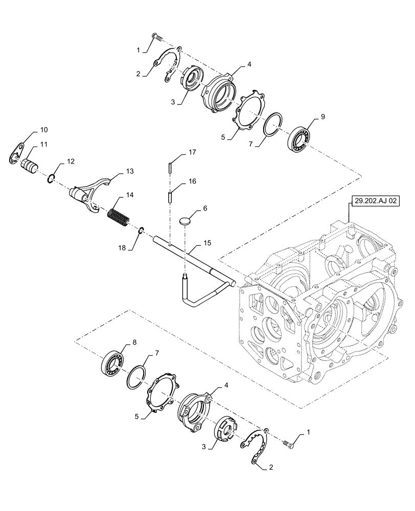 Схема запчастей Case IH FARMALL 40C - (27.106.AK[03]) - DIFFERENTIAL LOCK, HST, FARMALL 40C, 50C (27) - REAR AXLE SYSTEM