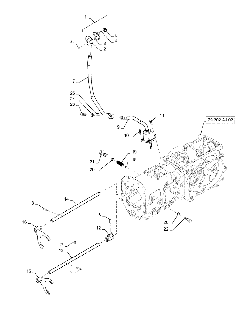 Схема запчастей Case IH FARMALL 40C - (21.130.BC[08]) - SHIFTING UNIT, RANGE GEAR, FARMALL 40C, 50C (21) - TRANSMISSION