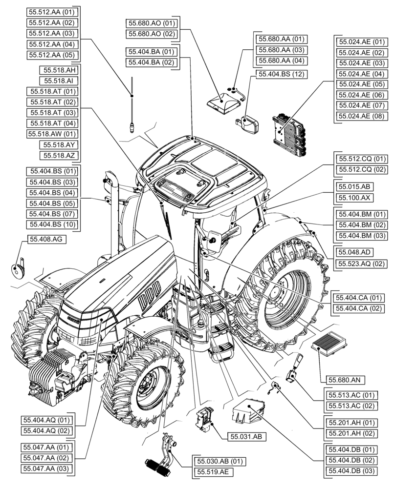 Схема запчастей Case IH PUMA 165 - (00.000.55[01]) - PICTORIAL INDEX - ELECTRICAL SYSTEMS (00) - GENERAL & PICTORIAL INDEX