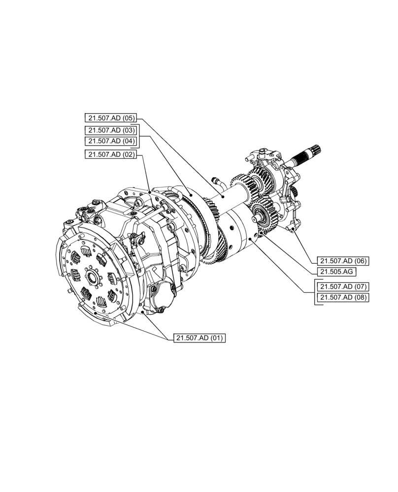 Схема запчастей Case IH PUMA 150 CVT - (00.000.21[04]) - PICTORIAL INDEX - TRANSMISSION (00) - GENERAL & PICTORIAL INDEX