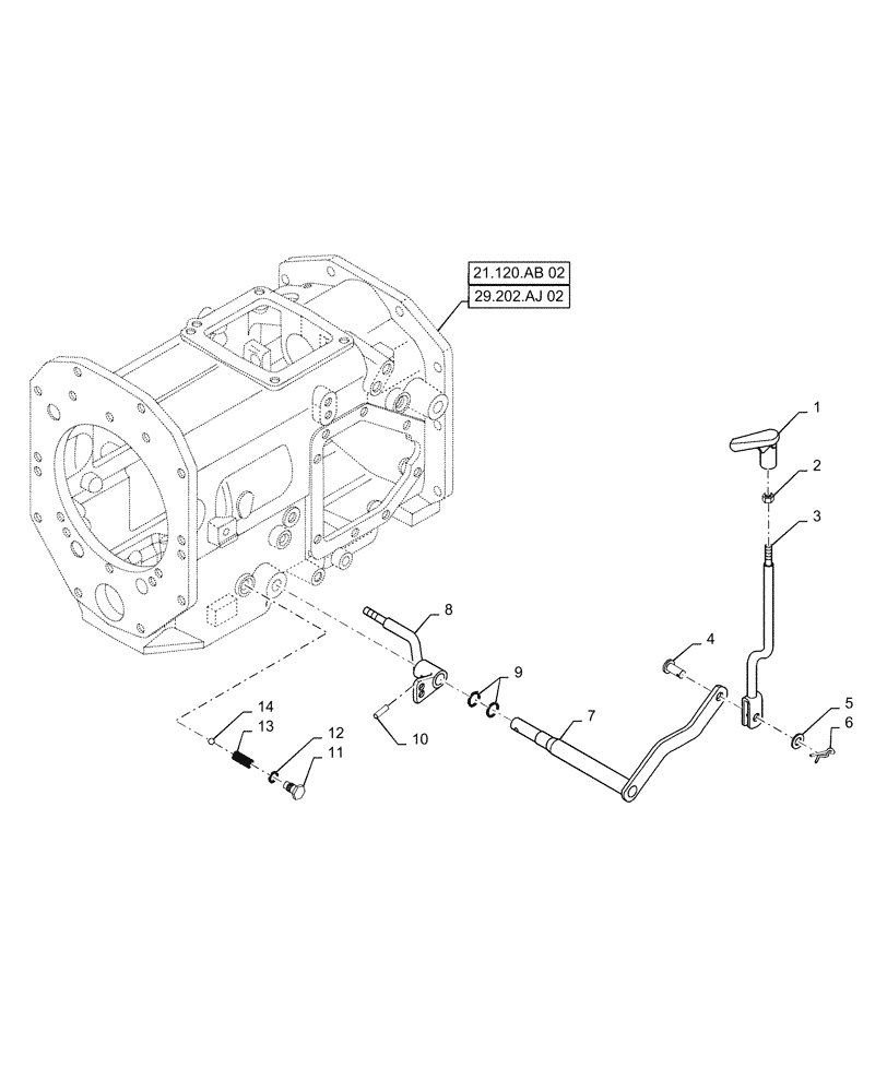 Схема запчастей Case IH FARMALL 50C - (23.101.AL[02]) - SHIFTING UNIT, 4WD, FARMALL 40C, 50C (23) - FOUR WHEEL DRIVE SYSTEM