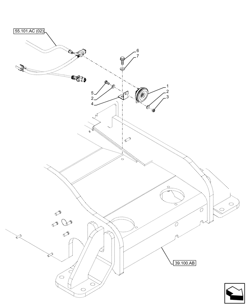 Схема запчастей Case IH FARMLIFT 632 - (55.408.AG[01]) - VAR - 749396, 749727, 749728 - HORN - END YR 02-NOV-2014 (55) - ELECTRICAL SYSTEMS