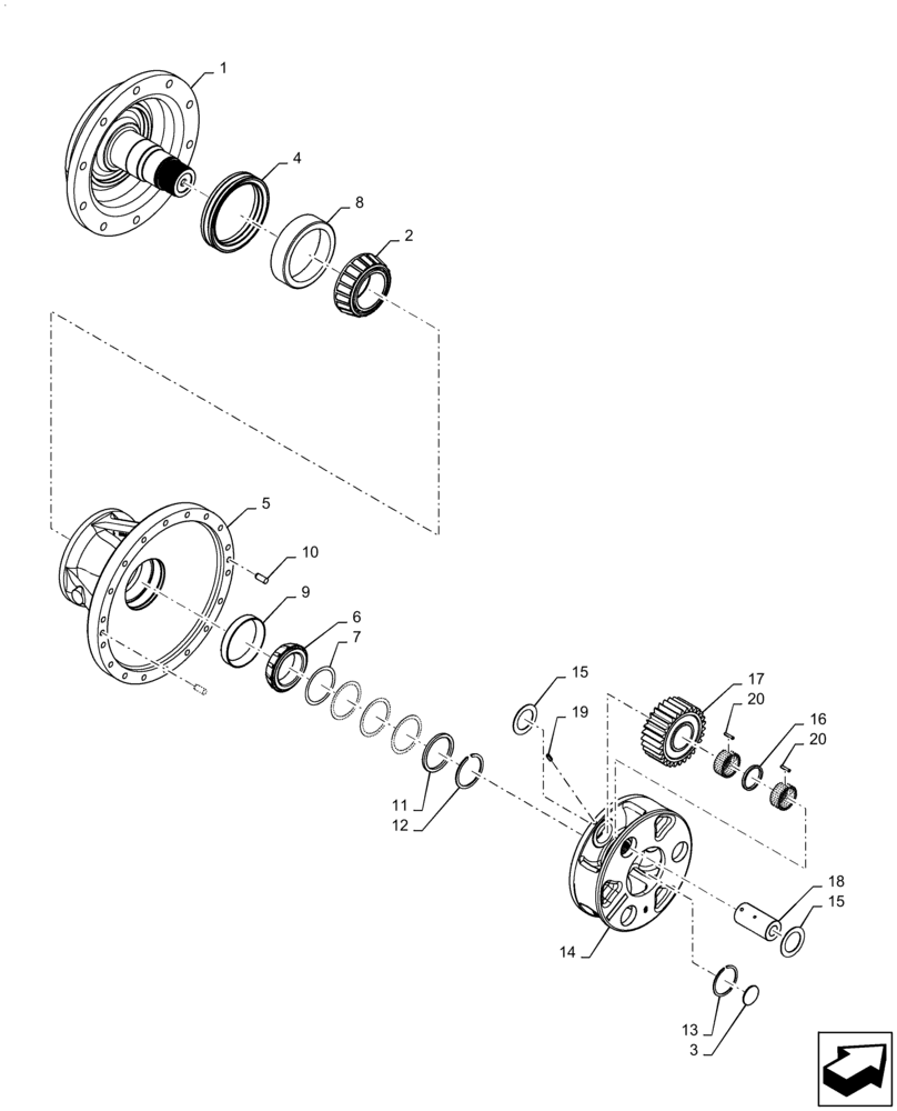 Схема запчастей Case IH QUADTRAC 470 - (27.120.AI[03]) - PLANETARY REDUCER GEAR (27) - REAR AXLE SYSTEM