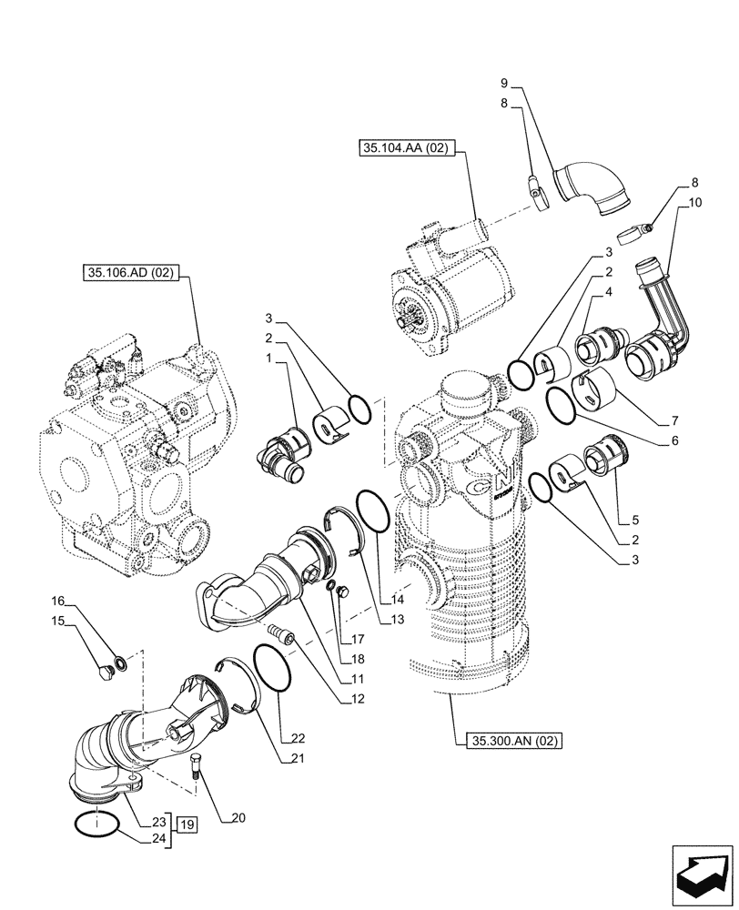 Схема запчастей Case IH PUMA 165 CVT - (35.300.AJ[02]) - VAR - 391161, 758055 - OIL FILTER, LINE, CVT (35) - HYDRAULIC SYSTEMS
