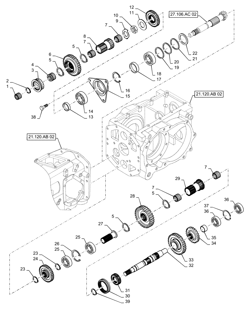 Схема запчастей Case IH FARMALL 40C - (21.140.00[02]) - RANGE GEAR SHAFT, MECH, FARMALL 40C, 50C (21) - TRANSMISSION