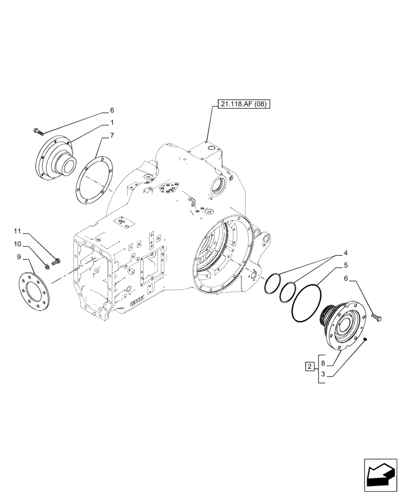 Схема запчастей Case IH PUMA 185 - (27.100.AB[01]) - VAR - 337426, 337427, 337428, 337429, 337430, 337431, 337432, 391137, 758017, 758018, 758019, 758020, 758021 - TRANSMISSION, SUPPORT, POWERSHIFT (27) - REAR AXLE SYSTEM