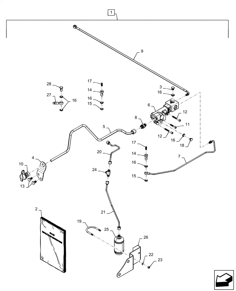 Схема запчастей Case IH MAGNUM 220 - (88.100.35[09]) - DIA KIT, TRACTOR, HYDRAULIC TRAILER BRAKES, CVT (88) - ACCESSORIES