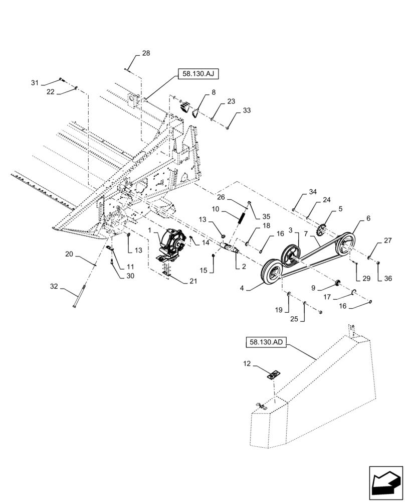 Схема запчастей Case IH 2060-15 - (58.110.BA) - WOBBLE BOX DRIVE (58) - ATTACHMENTS/HEADERS