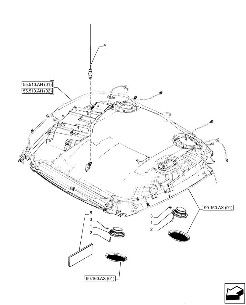 Схема запчастей Case IH PUMA 150 - (55.512.AA[01]) - VAR - 391174, 391176 - CAB, RADIO (55) - ELECTRICAL SYSTEMS